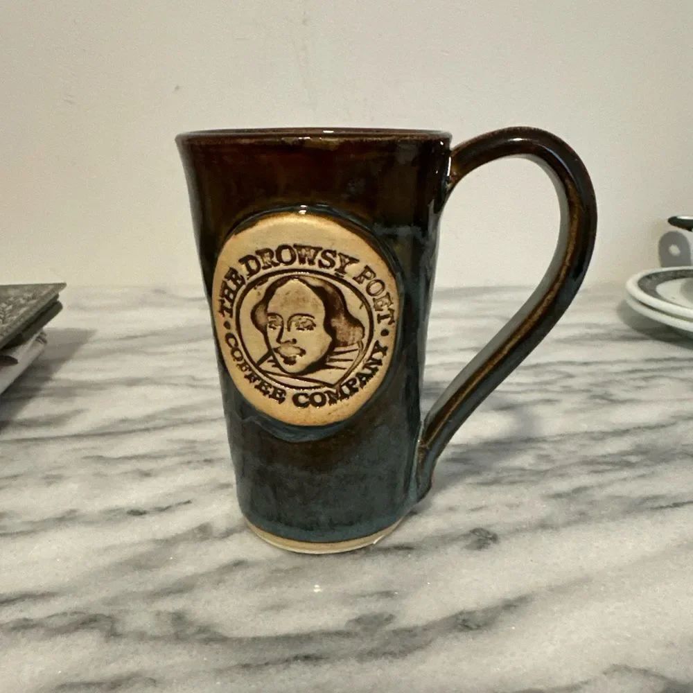 The Drousy Poet coffee company Brown  studio pottery Mug